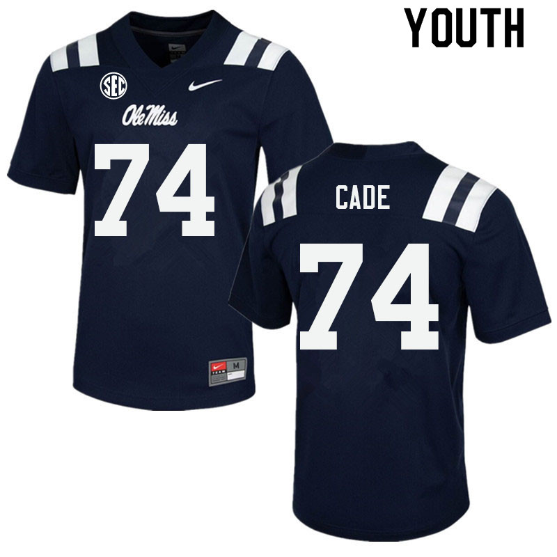 Youth #74 Erick Cade Ole Miss Rebels College Football Jerseys Sale-Navy